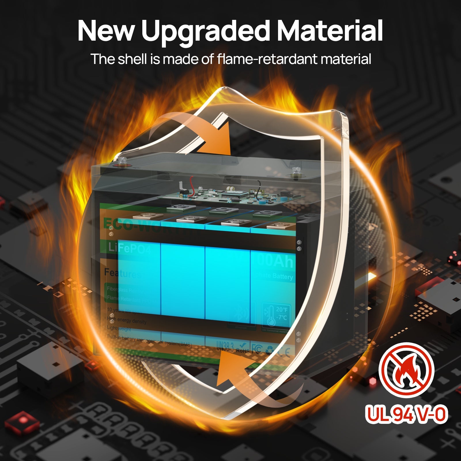 Upgraded LiFePO4 12V 100Ah Lithium Iron Phosphate Battery With Bluetooth,Low-temperature Protection,Dual Temperature Probes and Buzzer Fault Warning