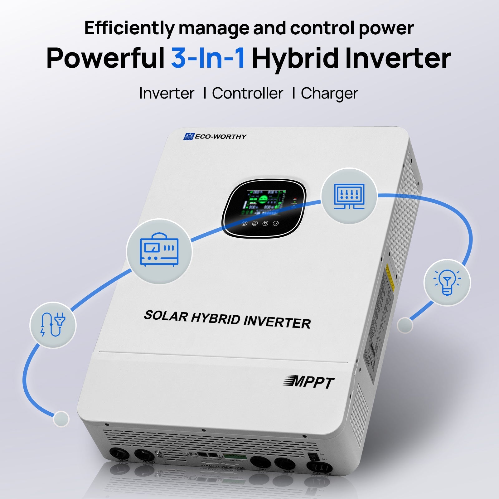 ECO-WORTHY 20.48KWh/30.72KWh Home Backup Power With 48V 100Ah LiFePO4 And 10000W 48V Hybrid Inverter